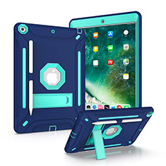 Coque Contour Silicone et Plastique Housse Etui Mat avec Support YJ1 pour Apple iPad 10.2 (2019) Bleu