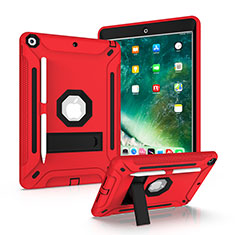 Coque Contour Silicone et Plastique Housse Etui Mat avec Support YJ1 pour Apple iPad 10.2 (2019) Rouge
