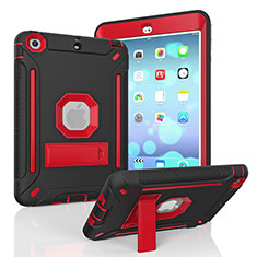 Coque Contour Silicone et Plastique Housse Etui Mat avec Support YJ1 pour Apple iPad Mini 2 Rouge et Noir