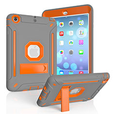 Coque Contour Silicone et Plastique Housse Etui Mat avec Support YJ1 pour Apple iPad Mini 3 Orange