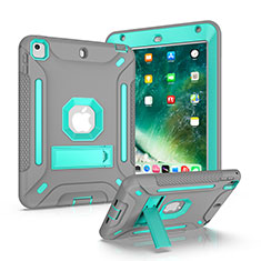 Coque Contour Silicone et Plastique Housse Etui Mat avec Support YJ1 pour Apple iPad Mini 4 Gris