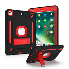 Coque Contour Silicone et Plastique Housse Etui Mat avec Support YJ1 pour Apple iPad Mini 4 Rouge et Noir
