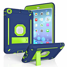 Coque Contour Silicone et Plastique Housse Etui Mat avec Support YJ1 pour Apple iPad Mini Bleu