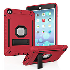 Coque Contour Silicone et Plastique Housse Etui Mat avec Support YJ1 pour Apple iPad Mini Rouge