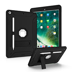 Coque Contour Silicone et Plastique Housse Etui Mat avec Support YJ2 pour Apple iPad 10.2 (2020) Noir