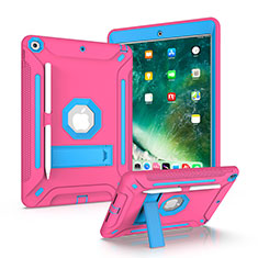 Coque Contour Silicone et Plastique Housse Etui Mat avec Support YJ2 pour Apple iPad 10.2 (2020) Rose Rouge