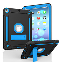 Coque Contour Silicone et Plastique Housse Etui Mat avec Support YJ2 pour Apple iPad Air 3 Bleu et Noir