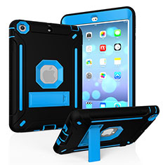 Coque Contour Silicone et Plastique Housse Etui Mat avec Support YJ2 pour Apple iPad Mini 2 Bleu et Noir