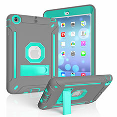 Coque Contour Silicone et Plastique Housse Etui Mat avec Support YJ2 pour Apple iPad Mini 3 Gris Fonce