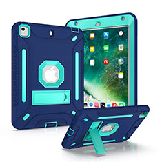 Coque Contour Silicone et Plastique Housse Etui Mat avec Support YJ2 pour Apple iPad Mini 4 Bleu
