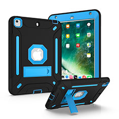 Coque Contour Silicone et Plastique Housse Etui Mat avec Support YJ2 pour Apple iPad Mini 4 Bleu et Noir