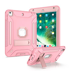 Coque Contour Silicone et Plastique Housse Etui Mat avec Support YJ2 pour Apple iPad Mini 4 Rose