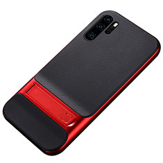 Coque Contour Silicone et Plastique Housse Etui Mat avec Support Z01 pour Huawei P30 Pro Rouge