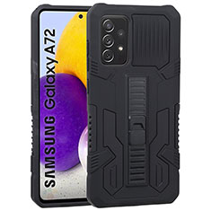 Coque Contour Silicone et Plastique Housse Etui Mat avec Support ZJ1 pour Samsung Galaxy A72 5G Noir