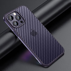Coque Contour Silicone et Plastique Housse Etui Mat LD1 pour Apple iPhone 14 Pro Violet