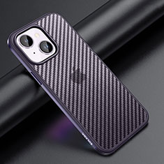 Coque Contour Silicone et Plastique Housse Etui Mat LD1 pour Apple iPhone 15 Plus Violet