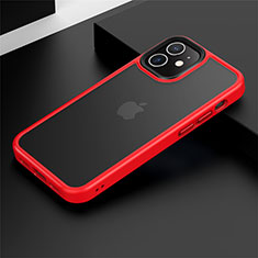 Coque Contour Silicone et Plastique Housse Etui Mat N01 pour Apple iPhone 12 Mini Rouge