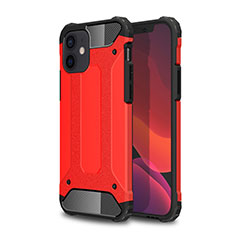 Coque Contour Silicone et Plastique Housse Etui Mat pour Apple iPhone 12 Mini Rouge