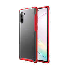 Coque Contour Silicone et Plastique Housse Etui Mat pour Samsung Galaxy Note 10 5G Rouge
