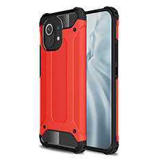 Coque Contour Silicone et Plastique Housse Etui Mat pour Xiaomi Mi 11 5G Rouge