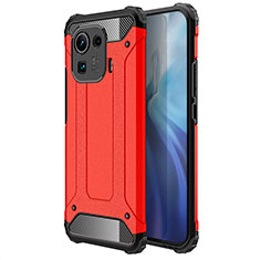 Coque Contour Silicone et Plastique Housse Etui Mat pour Xiaomi Mi 11 Pro 5G Rouge