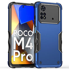 Coque Contour Silicone et Plastique Housse Etui Mat QW1 pour Xiaomi Poco M4 Pro 4G Bleu