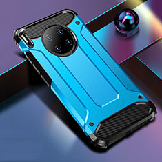 Coque Contour Silicone et Plastique Housse Etui Mat R01 pour Huawei Mate 30 5G Bleu