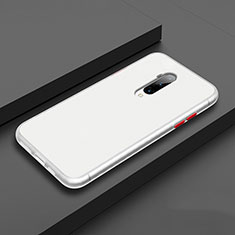 Coque Contour Silicone et Plastique Housse Etui Mat R01 pour OnePlus 7T Pro Blanc