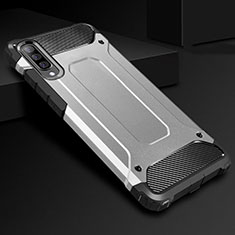 Coque Contour Silicone et Plastique Housse Etui Mat R01 pour Samsung Galaxy A70 Argent