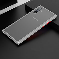 Coque Contour Silicone et Plastique Housse Etui Mat R01 pour Samsung Galaxy Note 10 Blanc