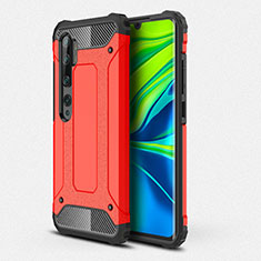 Coque Contour Silicone et Plastique Housse Etui Mat R01 pour Xiaomi Mi Note 10 Pro Rouge