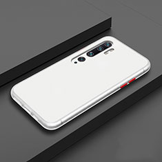 Coque Contour Silicone et Plastique Housse Etui Mat R02 pour Xiaomi Mi Note 10 Blanc