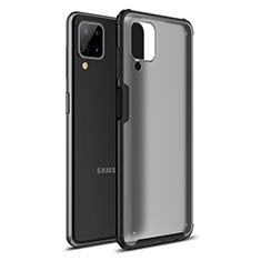 Coque Contour Silicone et Plastique Housse Etui Mat U01 pour Samsung Galaxy A12 Noir
