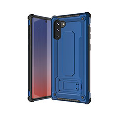 Coque Contour Silicone et Plastique Housse Etui Mat U01 pour Samsung Galaxy Note 10 5G Bleu et Noir