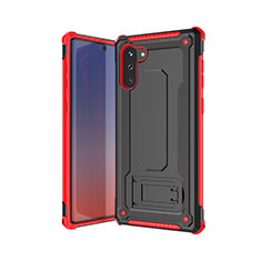 Coque Contour Silicone et Plastique Housse Etui Mat U01 pour Samsung Galaxy Note 10 5G Rouge et Noir