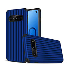 Coque Contour Silicone et Plastique Housse Etui Mat U01 pour Samsung Galaxy S10 5G Bleu