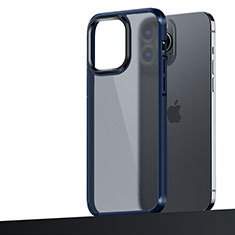 Coque Contour Silicone et Plastique Housse Etui Mat U04 pour Apple iPhone 13 Pro Max Bleu