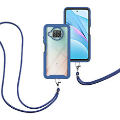 Coque Contour Silicone et Plastique Housse Etui Protection Integrale 360 Degres avec Laniere Strap pour Xiaomi Mi 10i 5G Bleu