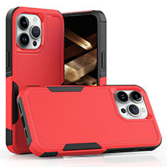 Coque Contour Silicone et Plastique Housse Etui Protection Integrale 360 Degres MQ1 pour Apple iPhone 13 Pro Max Rouge