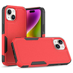Coque Contour Silicone et Plastique Housse Etui Protection Integrale 360 Degres MQ1 pour Apple iPhone 15 Plus Rouge