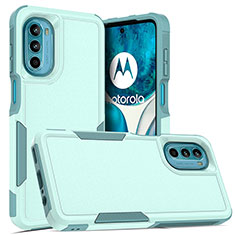 Coque Contour Silicone et Plastique Housse Etui Protection Integrale 360 Degres MQ1 pour Motorola MOTO G52 Cyan