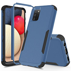 Coque Contour Silicone et Plastique Housse Etui Protection Integrale 360 Degres MQ1 pour Samsung Galaxy A02s Bleu et Noir
