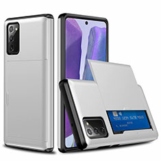 Coque Contour Silicone et Plastique Housse Etui Protection Integrale 360 Degres N01 pour Samsung Galaxy Note 20 5G Argent