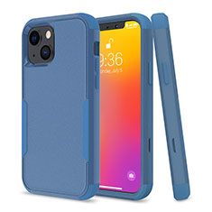 Coque Contour Silicone et Plastique Housse Etui Protection Integrale 360 Degres pour Apple iPhone 13 Mini Bleu