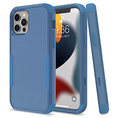 Coque Contour Silicone et Plastique Housse Etui Protection Integrale 360 Degres pour Apple iPhone 13 Pro Bleu