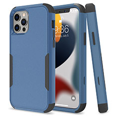 Coque Contour Silicone et Plastique Housse Etui Protection Integrale 360 Degres pour Apple iPhone 13 Pro Bleu et Noir