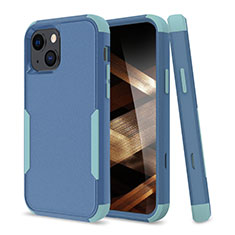 Coque Contour Silicone et Plastique Housse Etui Protection Integrale 360 Degres pour Apple iPhone 15 Bleu Ciel
