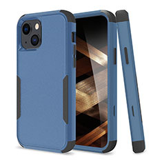 Coque Contour Silicone et Plastique Housse Etui Protection Integrale 360 Degres pour Apple iPhone 15 Bleu et Noir
