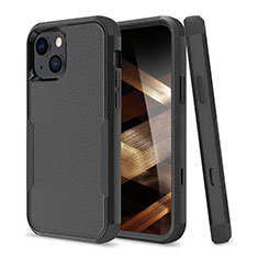 Coque Contour Silicone et Plastique Housse Etui Protection Integrale 360 Degres pour Apple iPhone 15 Noir