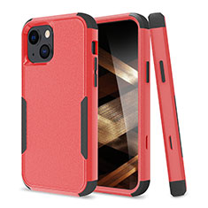 Coque Contour Silicone et Plastique Housse Etui Protection Integrale 360 Degres pour Apple iPhone 15 Rouge